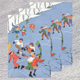 Weihnachten, Kindereis-Skaten auf dem See Geschenkpapier Set