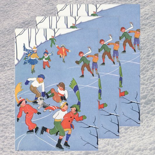 Weihnachten, Kindereis-Skaten auf dem See Geschenkpapier Set