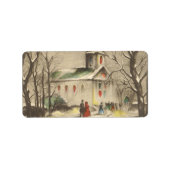 Weihnachten, Kirche im Winter Schnee Adressaufkleber (Vorne)
