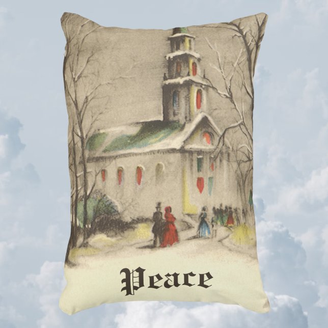 Weihnachten, Kirche im Winter Schnee Dekokissen (Von Creator hochgeladen)