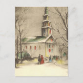 Weihnachten, Kirche im Winter Schnee Feiertagspostkarte (Vorderseite)