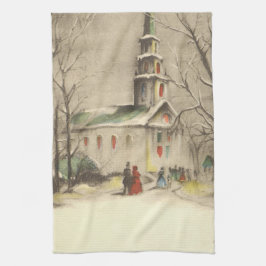 Weihnachten, Kirche im Winter Schnee Handtuch