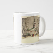 Weihnachten, Kirche im Winter Schnee Jumbo-Tasse (Vorderseite Rechts)