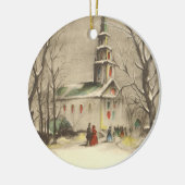 Weihnachten, Kirche im Winter Schnee Keramikornament (Links)