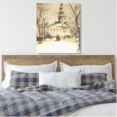 Weihnachten, Kirche im Winter Schnee Leinwanddruck (Insitu (Schlafzimmer))
