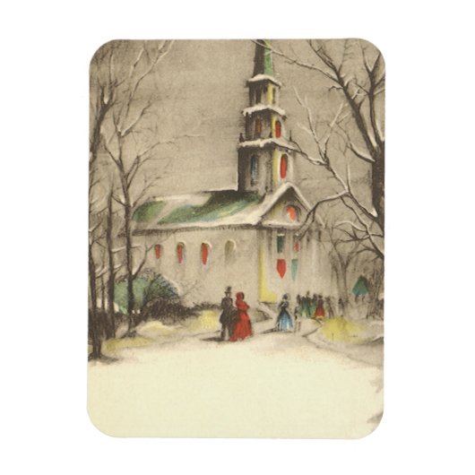 Weihnachten, Kirche im Winter Schnee Magnet (Vertikal)