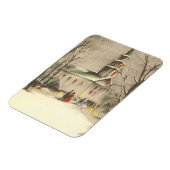 Weihnachten, Kirche im Winter Schnee Magnet (Linke Seite)