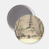 Weihnachten, Kirche im Winter Schnee Magnet (Vorderseite/Rückseite)