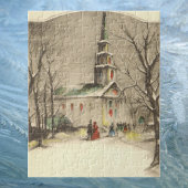 Weihnachten, Kirche im Winter Schnee Puzzle