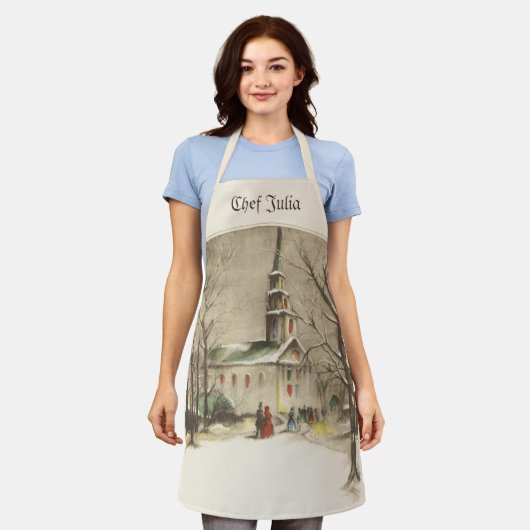 Weihnachten, Kirche im Winter Schnee Schürze (Getragen)