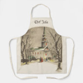 Weihnachten, Kirche im Winter Schnee Schürze (Vorderseite)