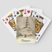 Weihnachten, Kirche im Winter Schnee Spielkarten (Rückseite)