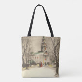 Weihnachten, Kirche im Winter Schnee Tasche (Rückseite)