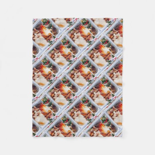 Weihnachten Kitten Fleecedecke (Vorderseite)