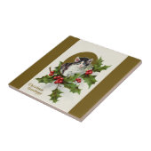 Weihnachten Kitten Gold Keramik Tile Fliese (Seite)