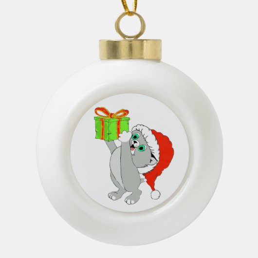 Weihnachten Kitten Keramik Kugel-Ornament (Vorderseite)