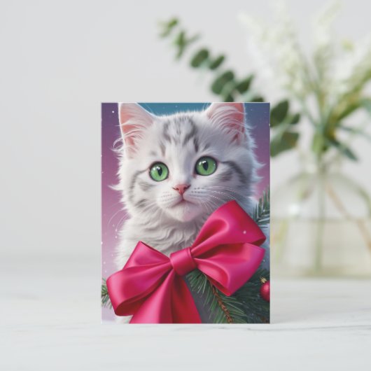 Weihnachten Kitten Postkarte (Stehend Vorderseite)