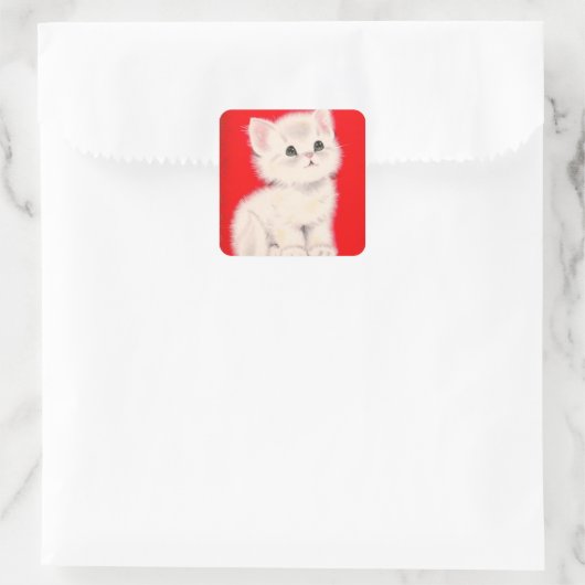 Weihnachten Kitten Quadratischer Aufkleber (Tasche)