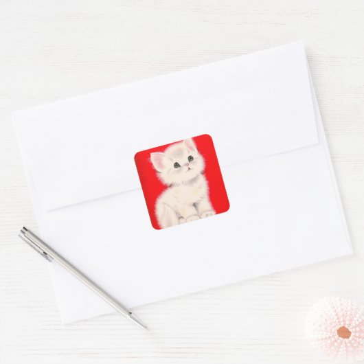 Weihnachten Kitten Quadratischer Aufkleber (Umschlag)