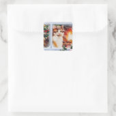 Weihnachten Kitten Quadratischer Aufkleber (Tasche)