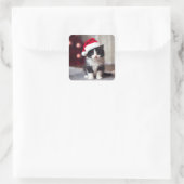 Weihnachten Kitten Quadratischer Aufkleber (Tasche)