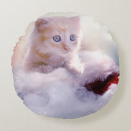 Weihnachten Kitten Rundes Kissen