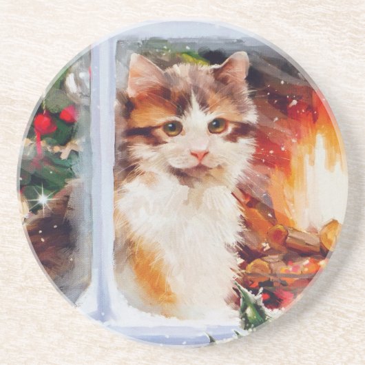 Weihnachten Kitten Untersetzer (Vorne)