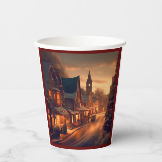 Weihnachten Kleinstadt 1 Pappbecher (Vorderseite)