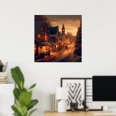 Weihnachten Kleinstadt 1 Poster (Heimbüro)