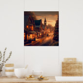 Weihnachten Kleinstadt 1 Poster (Küche)