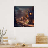 Weihnachten Kleinstadt 2 Poster (Küche)