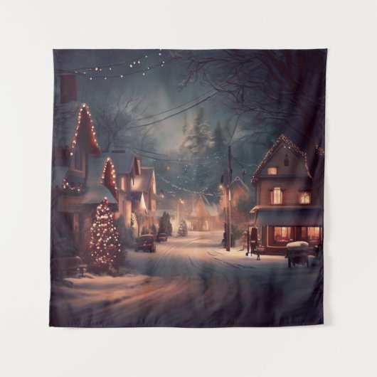 Weihnachten Kleinstadt 3 Wandteppich (Vorderseite)