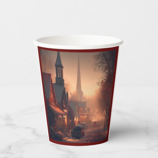 Weihnachten Kleinstadt 4 Pappbecher (Vorderseite)