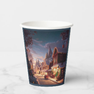 Weihnachten Kleinstadt 5 Pappbecher
