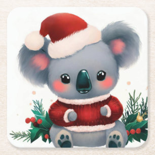 Weihnachten Koala 3 Rechteckiger Pappuntersetzer