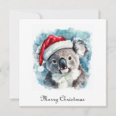 Weihnachten Koala, anpassbarer Square Sticker Einladung (Vorderseite)