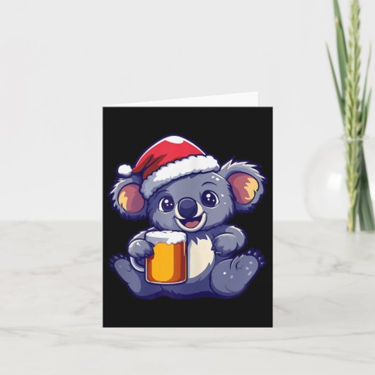 Weihnachten Koala mit Bier-Comic Karte (Vorderseite)