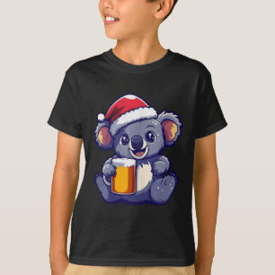 Weihnachten Koala mit Bier-Comic T-Shirt