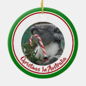 Weihnachten Koala mit Candy Cane in Eukalyptus Tre Keramik Ornament (Hinten)