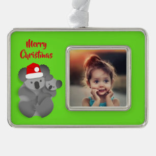 Weihnachten Koala und Joey Rahmen-Ornament Silber