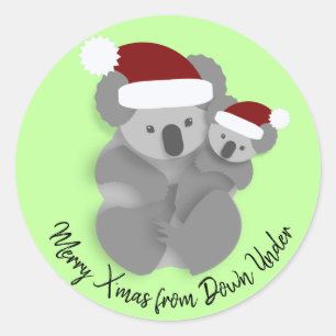 Weihnachten Koala und Joey Runder Aufkleber