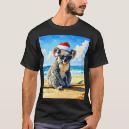 Weihnachten Koala Weihnachtsmannmütze am sonnigen  T-Shirt
