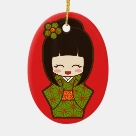 Weihnachten Kokeshi Keramikornament (Vorne)