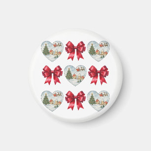 Weihnachten Kokette Herz und Schleifen Muster Magnet