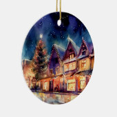Weihnachten kommt Aquarellshop Abend Keramik Ornament (Rechts)
