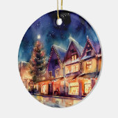 Weihnachten kommt Aquarellshop Abend Keramik Ornament (Links)
