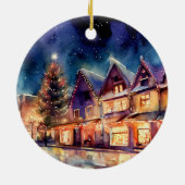 Weihnachten kommt Aquarellshop Abend Keramik Ornament (Hinten)