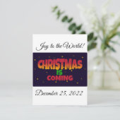 Weihnachten kommt Feiertagskarte (Stehend Vorderseite)