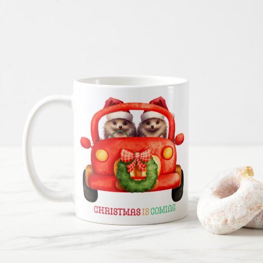 Weihnachten kommt - Igel - Kaffeetasse (Mit Donut)