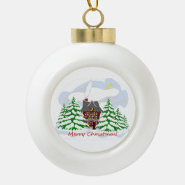 Weihnachten kommt in das Familienhaus Keramik Kugel-Ornament